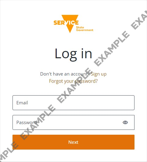 Service Victoria Login Screen