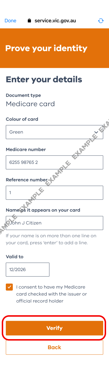 Enter Second ID Details